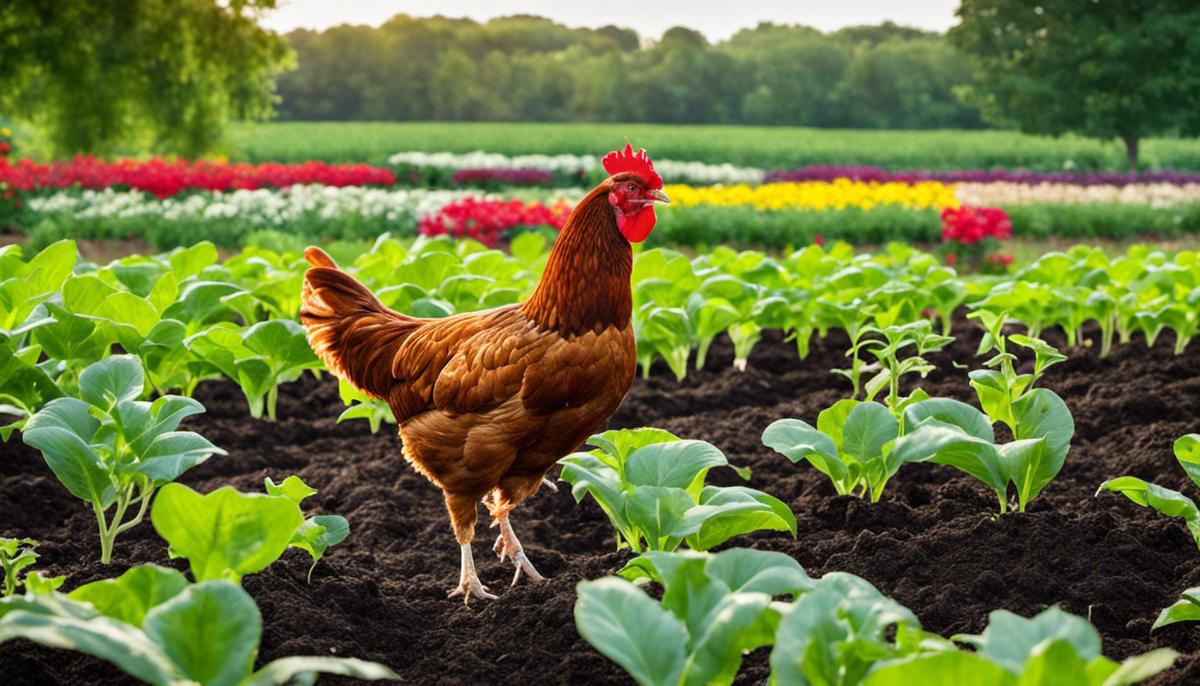 Image describing the benefits of chicken manure in gardening, including improved soil structure, healthier plant growth, and cost-effectiveness