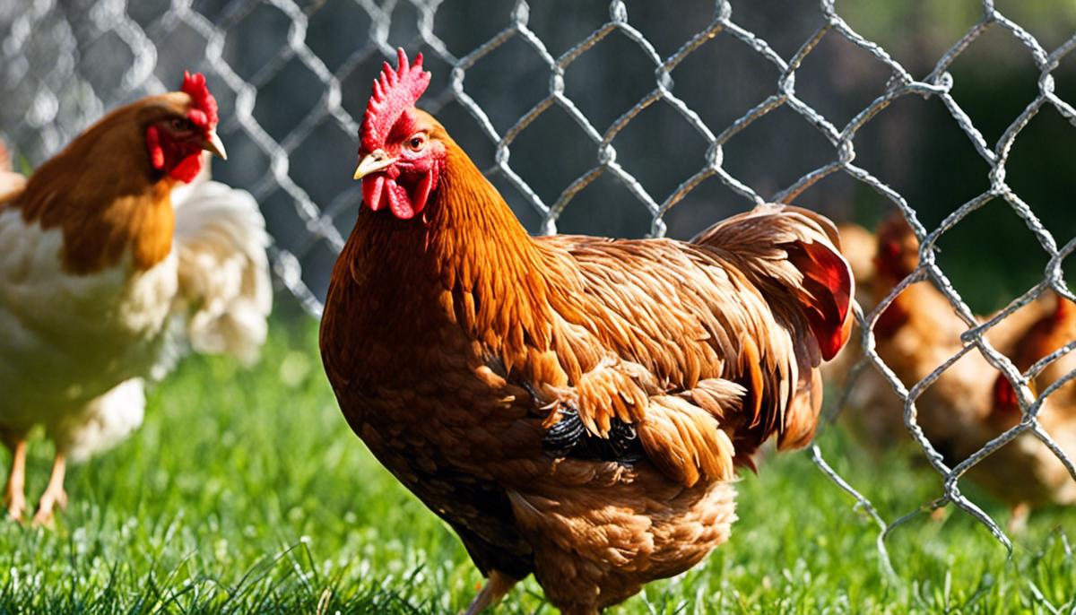 A roll of chicken wire, a rectangular structure with small square gaps, used to protect chickens from predators and create enclosures for them outdoors.